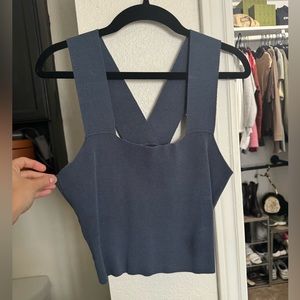 Navy Blue Cropped Tank Top